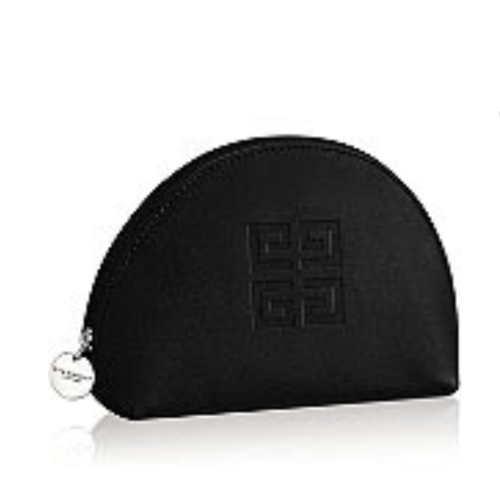 🌺 New Givenchy Parfums cosmetic pouch half moon shape  sleek travel zipper case